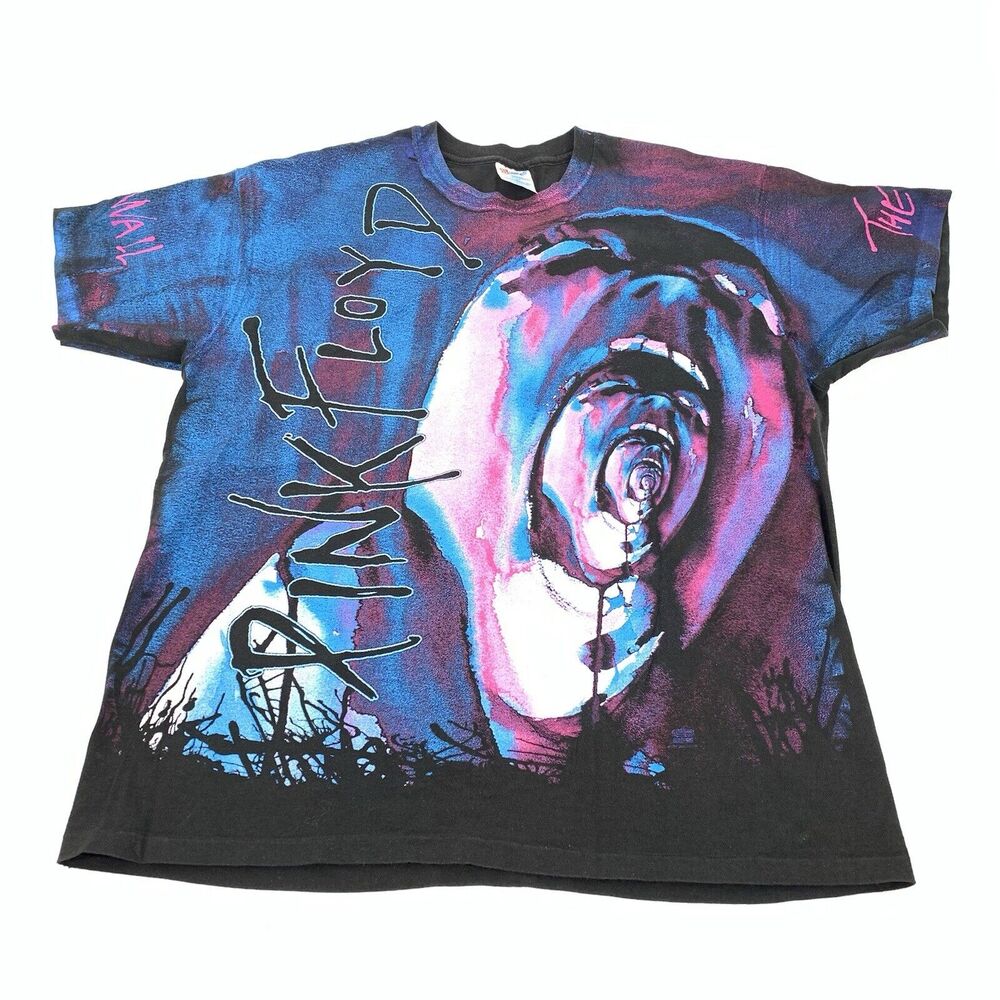 RARE Vintage Grail 1994 Pink Floyd The Wall AOP Band T-Shirt XL Adult Black Blue